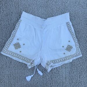 J Crew Embroidered Mosaic Pull- On Shorts White